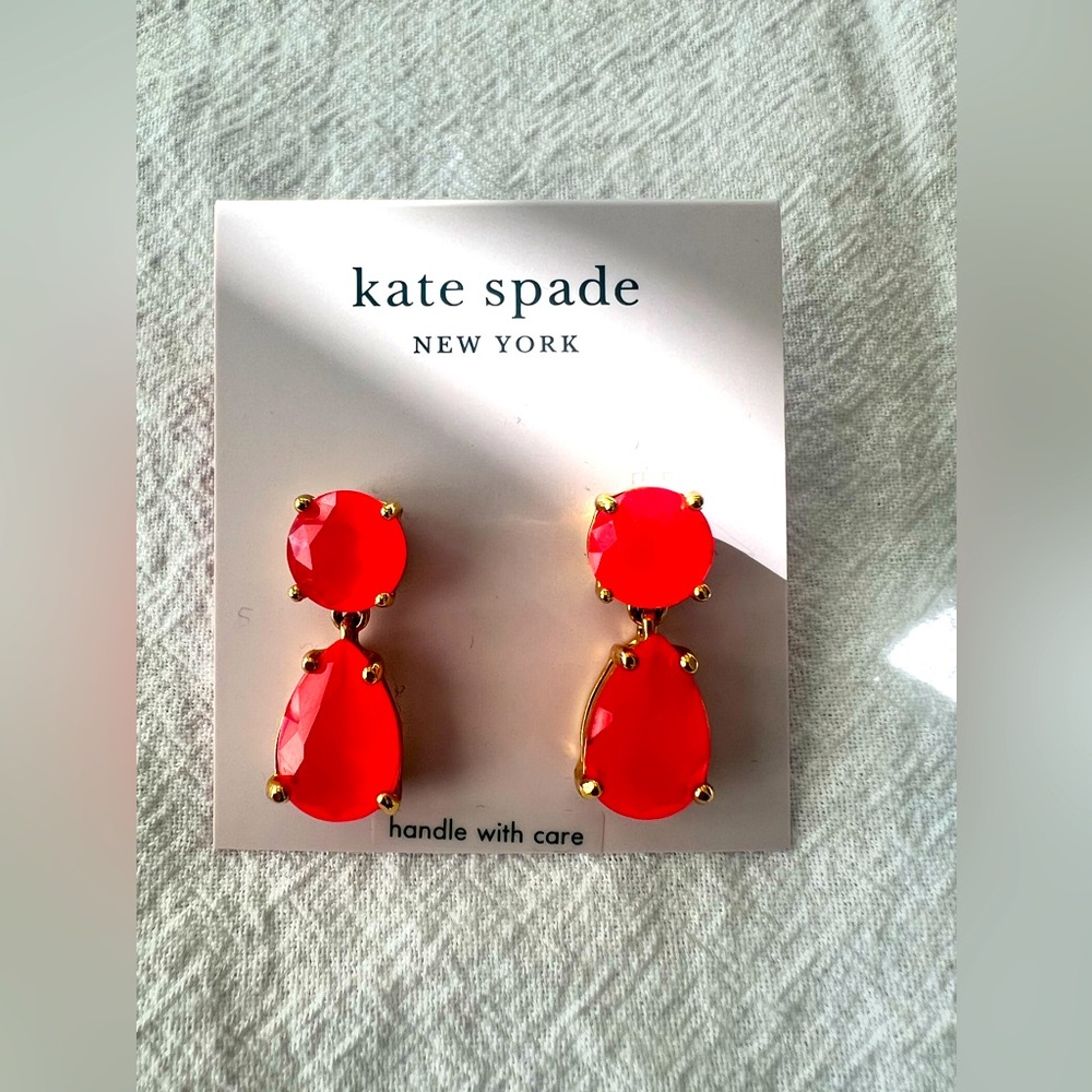 Kate Spade - Bright Pink Gem Earrings, NWT, with dust bag and box